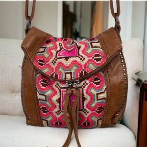 The Sak Women's Embroidered Equestrian Aztec Pattern Metal-Stud Crossbody Bag